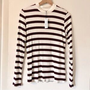 NWT! Velvet by Graham & Spencer striped mock neck top